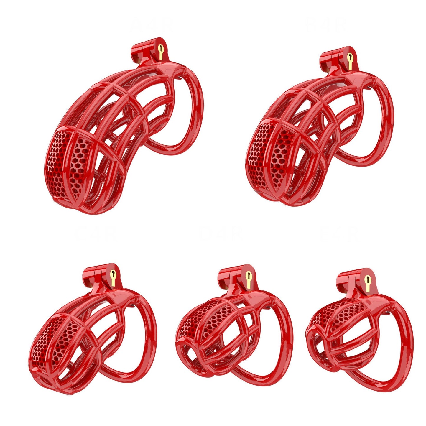 Chastity Cage Honeycomb Rosebud Red