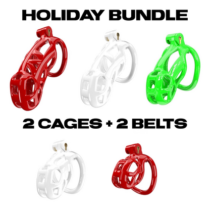 Holiday Bundle Chastity Cage (2 Cages + 2 Belts)