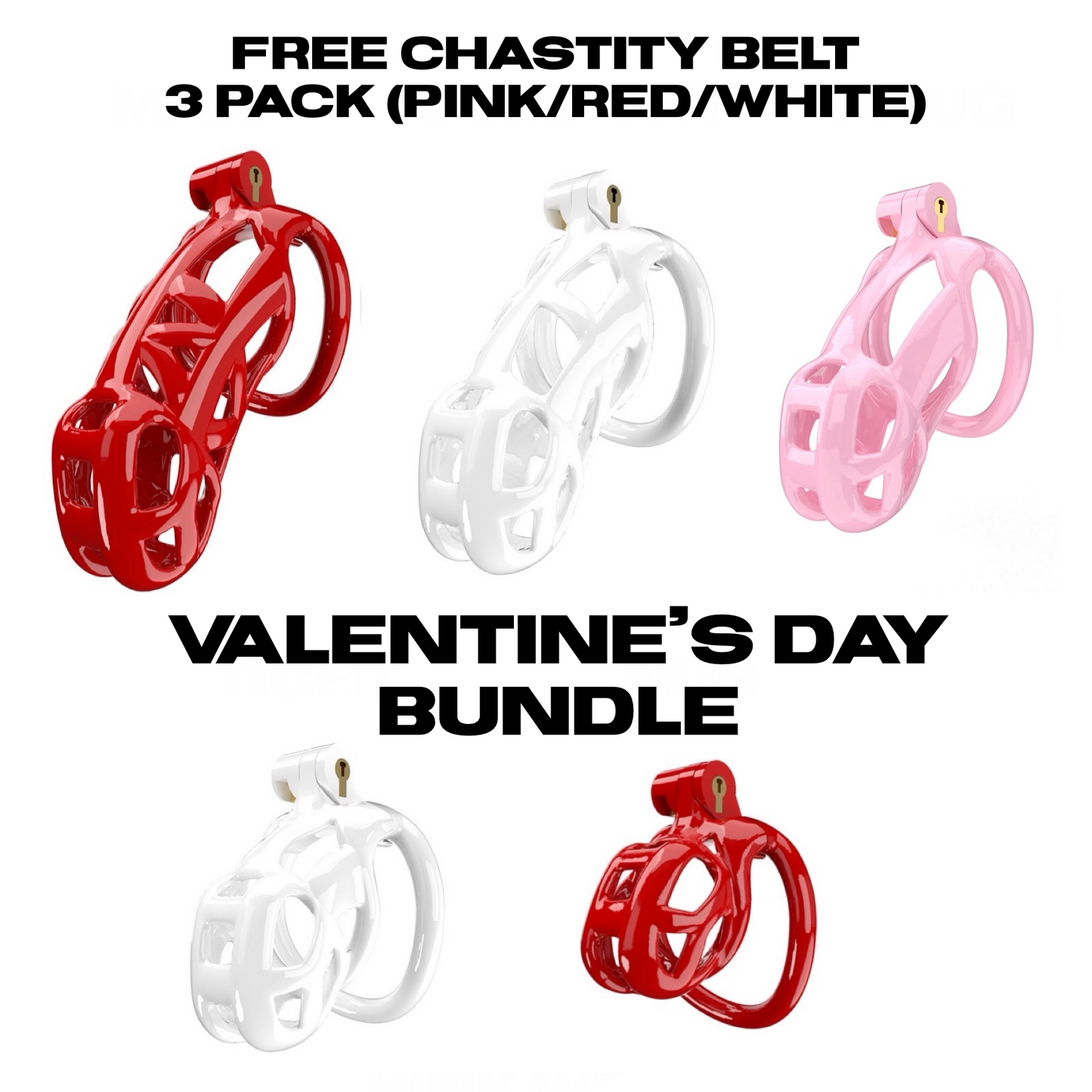 Valentine's Day Bundle (2 Chastity Cages + 3 Belts)