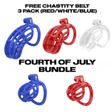 4th of July Bundle Honeycomb (2 Chastity Cages + 3 Belts)